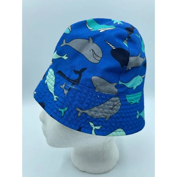 Cat and Jack Kids Bucket Hat Blue Whale Narwhal Print 12-18 Months - Picture 2 of 6